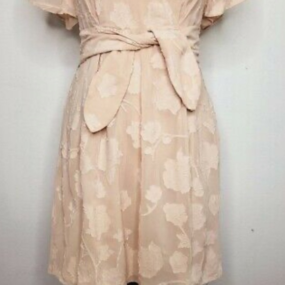 JOIE Women's Leighan Burnout Floral Midi Dress Tie Waist Blush Pink - Picture 3 of 6